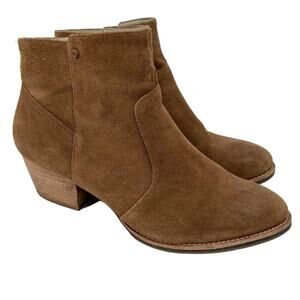 Caterpillar Ankle Boots Size 10 Brown Block Heel Side Zip Bootie CAT